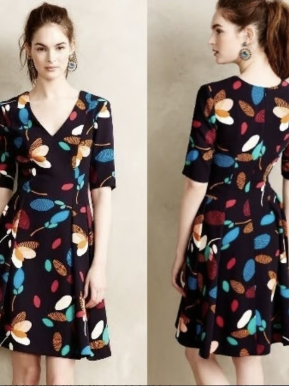 Anthropologie Yoana Baraschi "Mette Flare" abstract floral dress